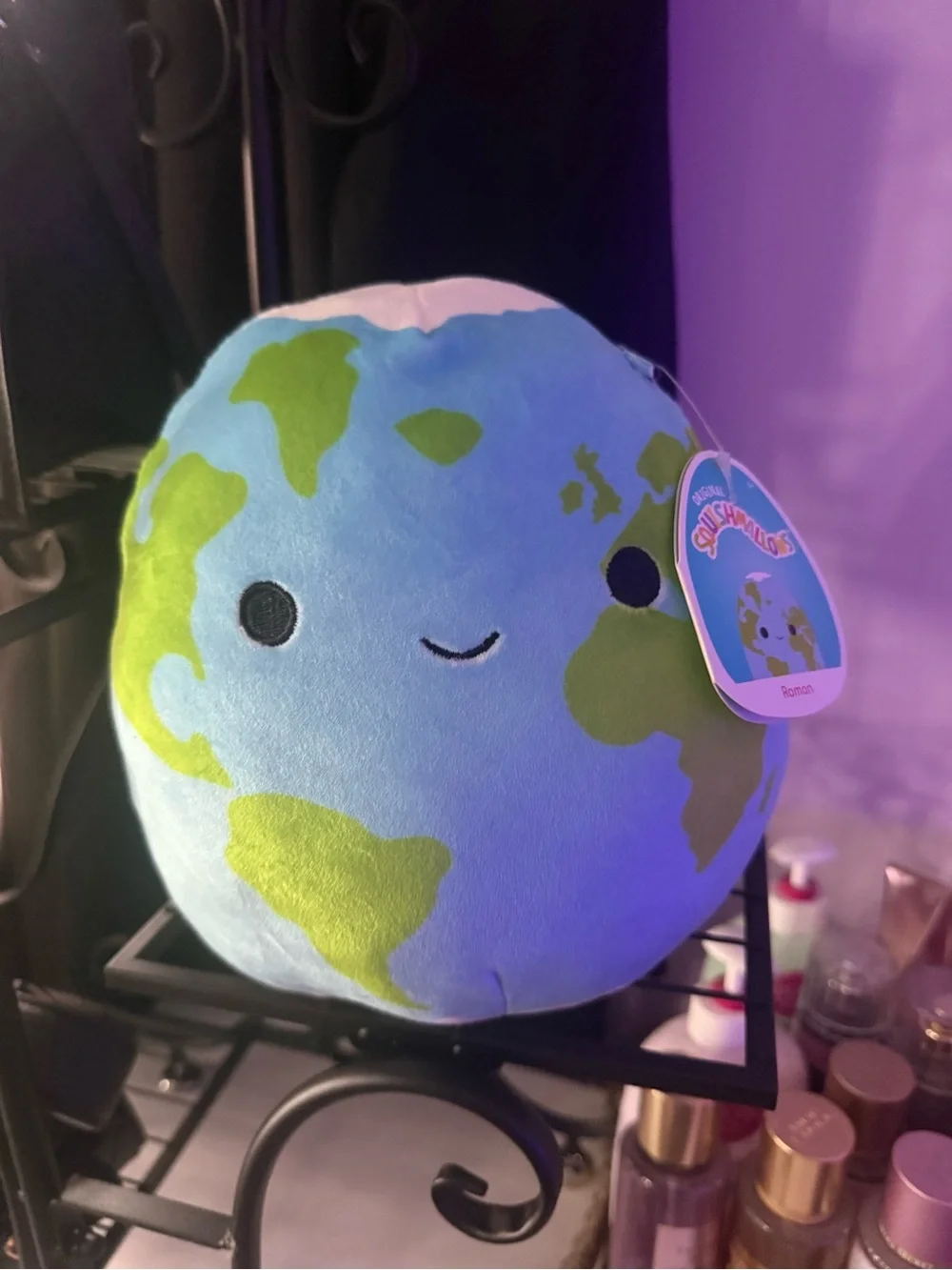 Squishmallows Plush Earth Pillow - Light Blue & Green